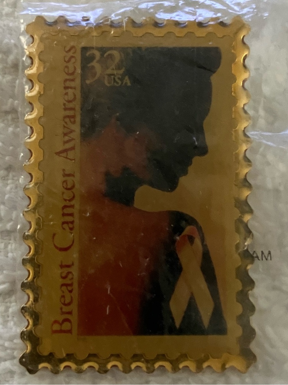 Vintage 1996 USPS Breast Cancer Awareness Pin - New (Still Sealed)